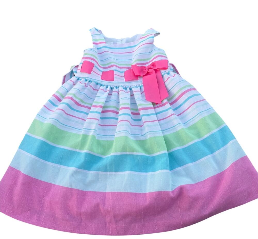 Bonnie Jean Pastel Dress - Pink/Blue/Green - Size 4.